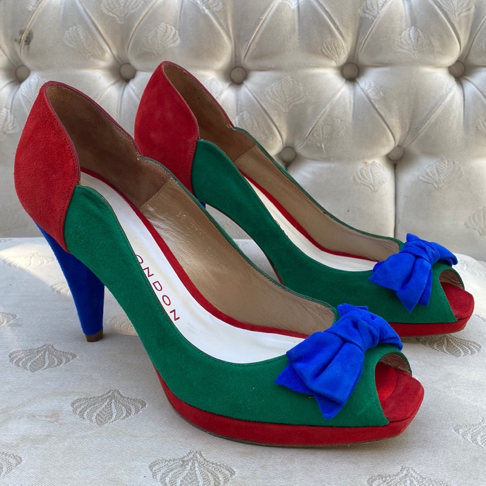 Sacha London Suede Colour Block Heels